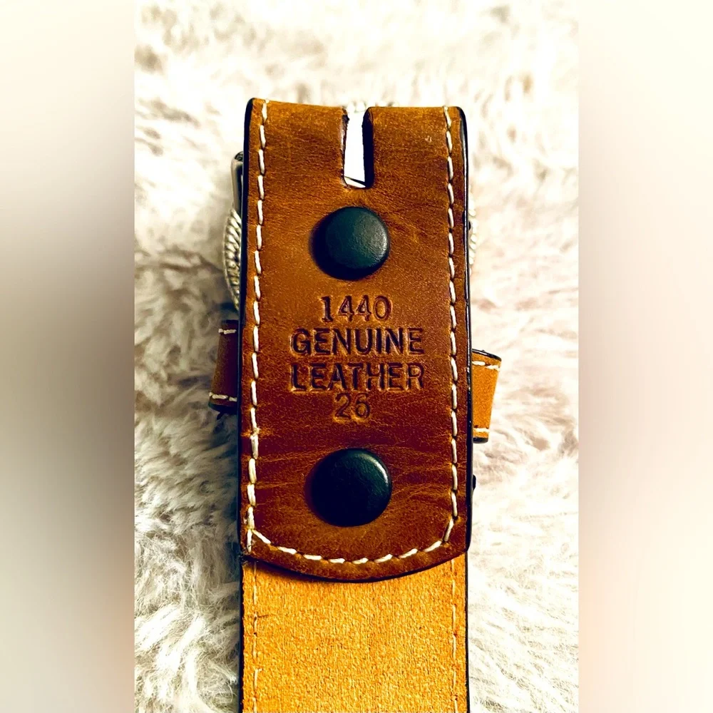 3D Kids Brown Leather Belt with Silver and Gold Buckle 2 Concho embellishments